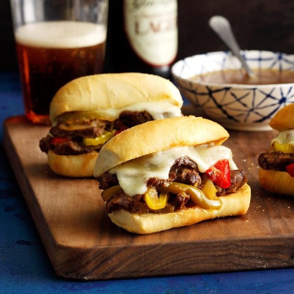 Philly cheesesteak sandwiches