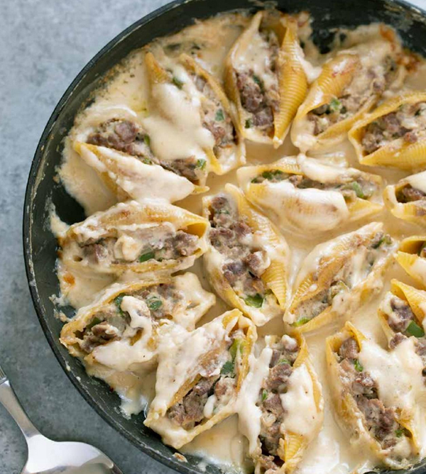 Philly cheesesteak stuffed shells