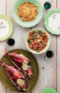 Phuket snapper with hoisin noodles & herb salad