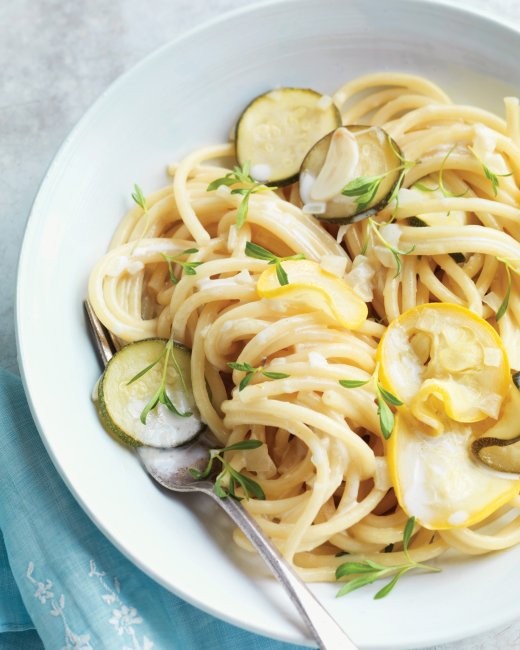 Pici with summer squashes and tarragon