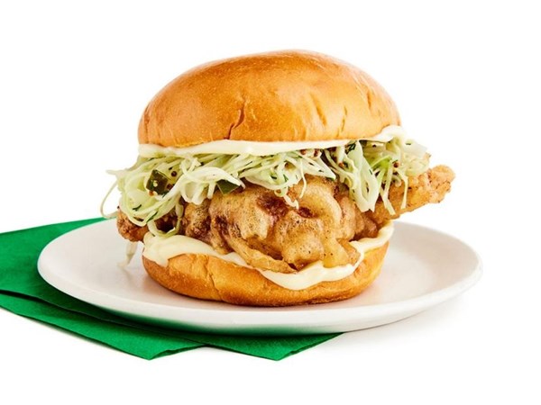 Pickle-brined fried chicken sandwiches with pickle slaw