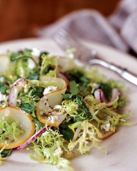 Pickled Asian pear salad with creamy lemon dressing