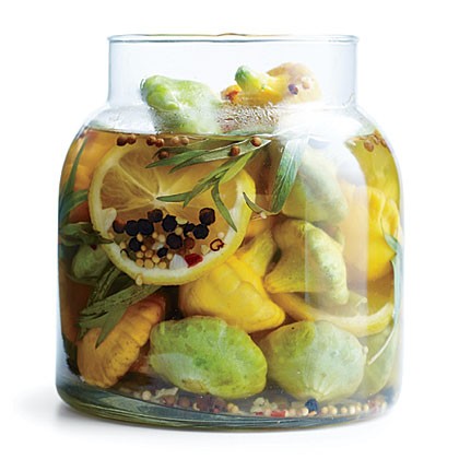 Pickled baby pattypan squash
