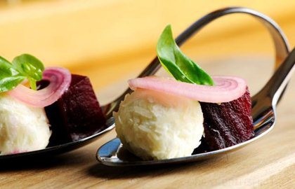 Pickled beetroot and sheep's cheese salad