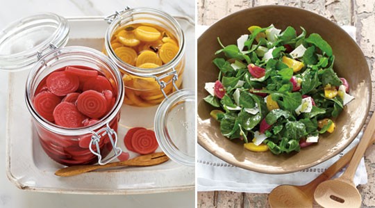 Pickled beets and arugula salad