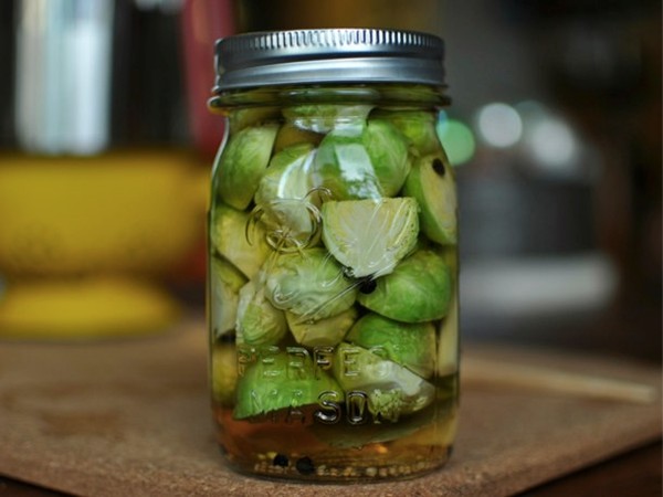 Pickled Brussels sprout halves