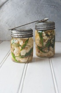 Pickled cauliflower with dill, garlic and chilli