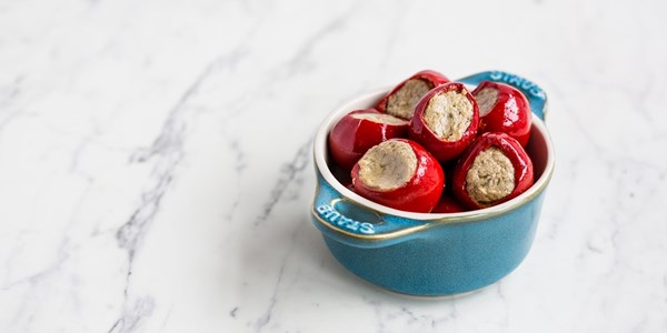 Pickled cherry peppers stuffed with tuna, capers, and anchovy