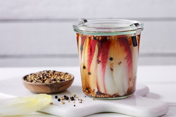 Pickled chicory leaves