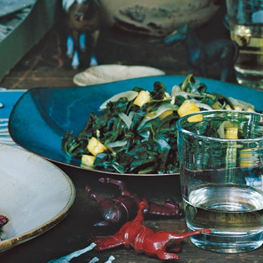 Pickled collard greens with pineapple