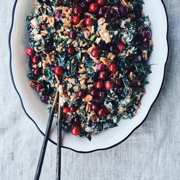 Pickled cranberry farro salad