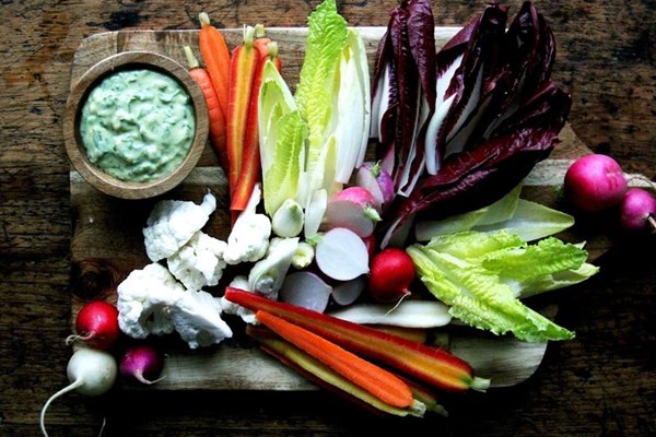 Pickled crudité with green goddess dressing