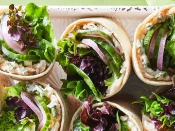 Pickled cucumber and white bean wraps with mint