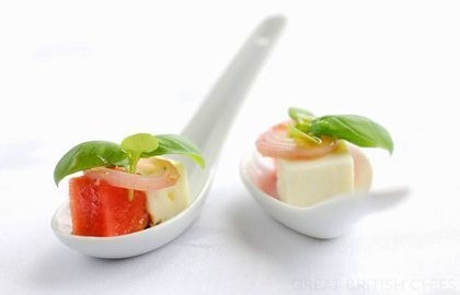 Pickled ewes milk cheese and watermelon salad