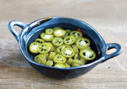 Pickled green chilies