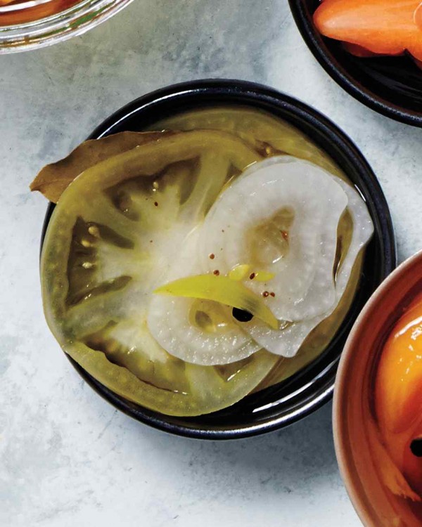 Pickled green tomatoes