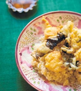 Pickled greens and sweet potato tempura