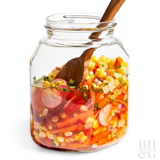 Pickled harissa corn relish