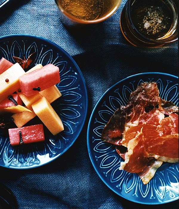 Pickled melon with serrano ham