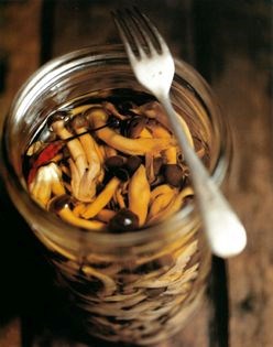 Pickled mushrooms in oil