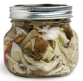 Pickled mushrooms with garlic and herbs