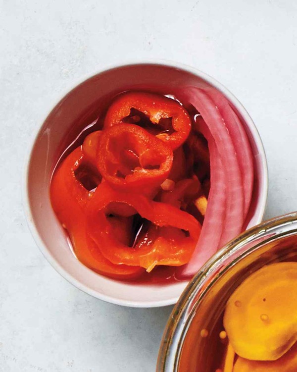 Pickled onions and peppers
