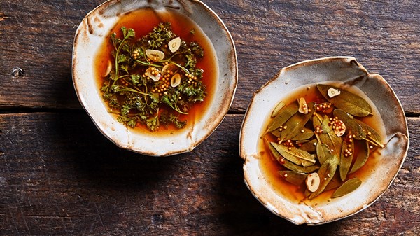 Pickled parsley or sage