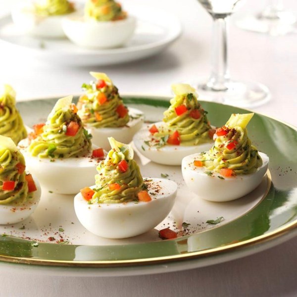 Pickled pepperoncini deviled eggs