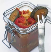 Pickled peppers and courgettes