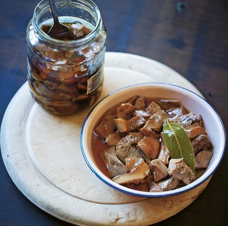Pickled pine mushrooms