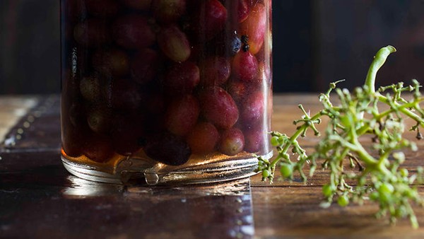 Pickled red grapes