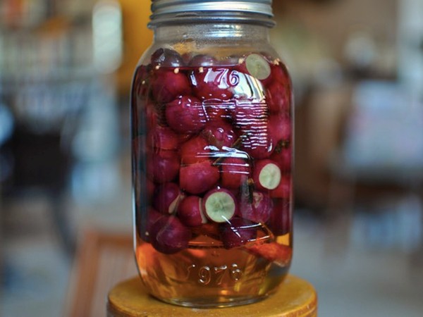 Pickled red grapes