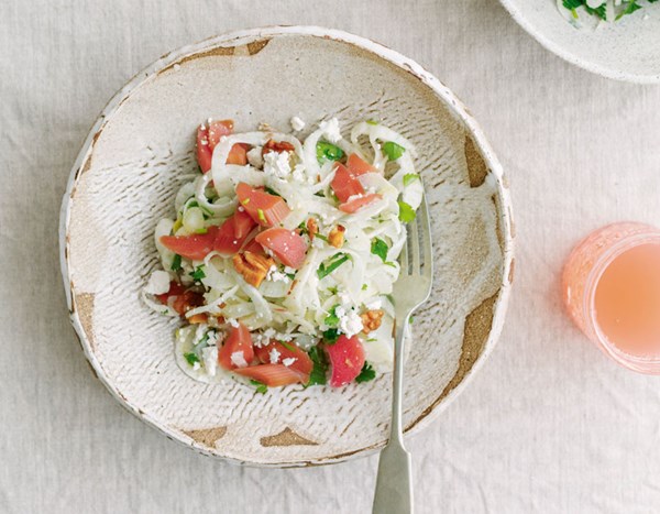 Pickled rhubarb, fennel & feta salad