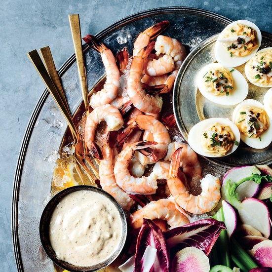 Pickled shrimp with red remoulade