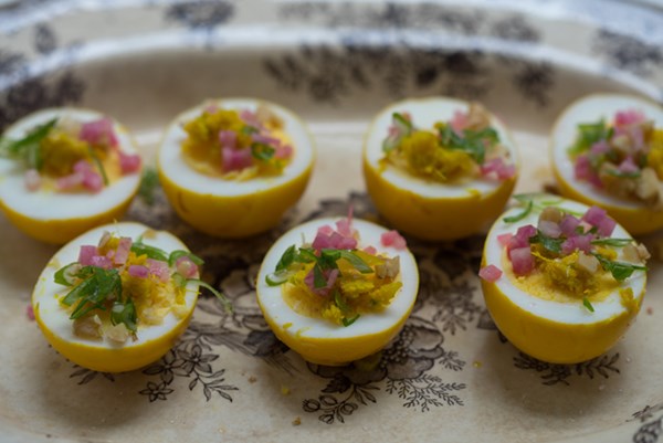 Pickled turmeric eggs