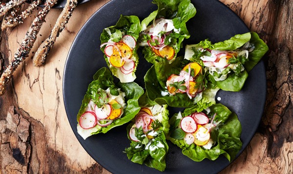 Pickled vegetable lettuce cups