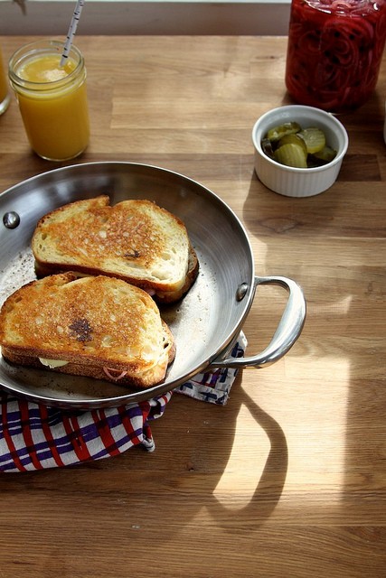 Pickles and Brie grilled cheese