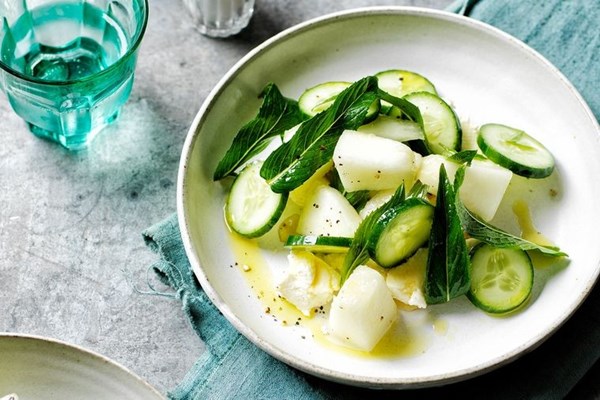 Piel de sapo, cucumber & ricotta salad