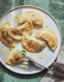 Pierogi with peas & feta