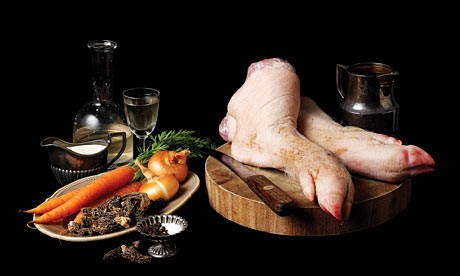 Pierre Koffman's stuffed pigs' trotters with morels