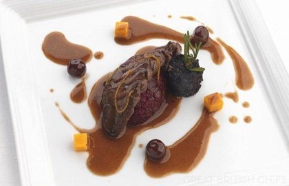 Pigeon breast with beetroot crème fraîche