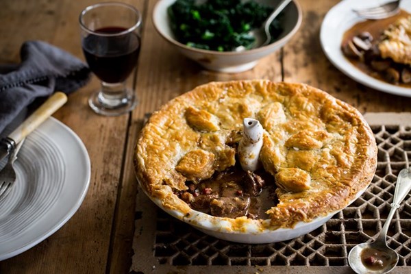 Pigeon pie with Madeira and mushrooms