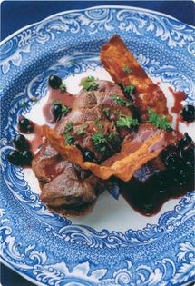 Pigeon with blackcurrants & bacon on toast