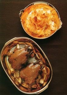 Pigeon with garlic sauce (Pigeon aux gousses d'ail en chemise)