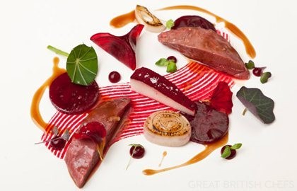 Pigeon with textures of beetroot