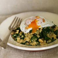 Pilaf with poached egg