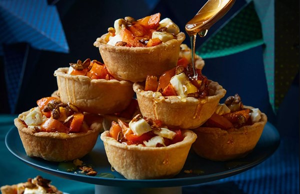 Pimento butternut squash tarts with feta & thyme