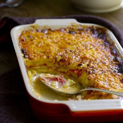 Pimento cheese potato gratin