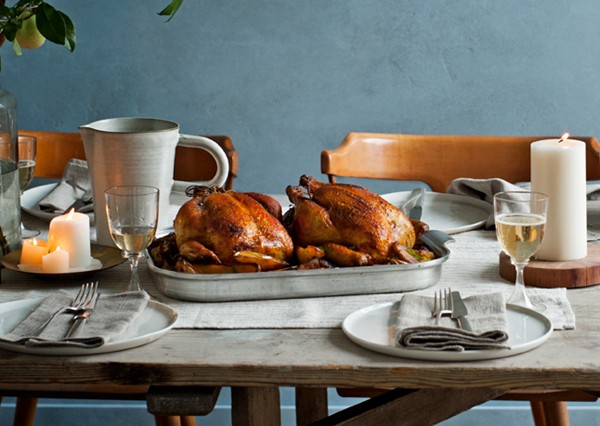 Pimentón roast chickens with crispy potatoes