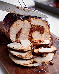 Pimentón-roasted whole turkey breast with chorizo